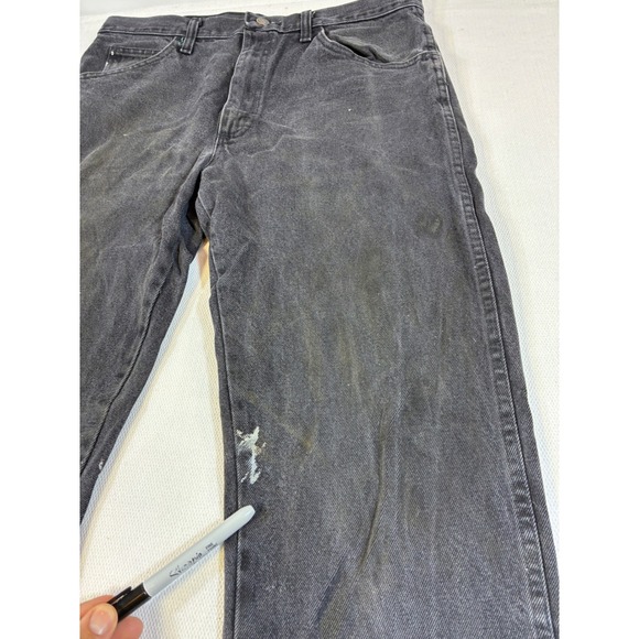 Vintage Rustler Black Jeans Mens 34x34 Straight Leg Distressed Y2K Western - Picture 13 of 16